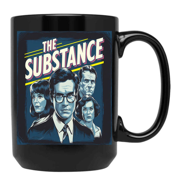 The Substance Sticker Black Coffee Mug, Gift Coffee Mug