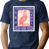 1960 Nepal Satyr Tragopan Postage Stamp T-Shirt for Men & Women, T-Shirts Graphic Tee - Navy