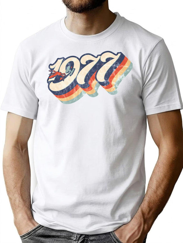 1977 Retro Dog Fight T-Shirt for Men & Women, T-Shirts Graphic Tee - White