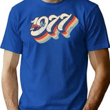 1977 Retro Dog Fight T-Shirt for Men & Women, T-Shirts Graphic Tee - Blue