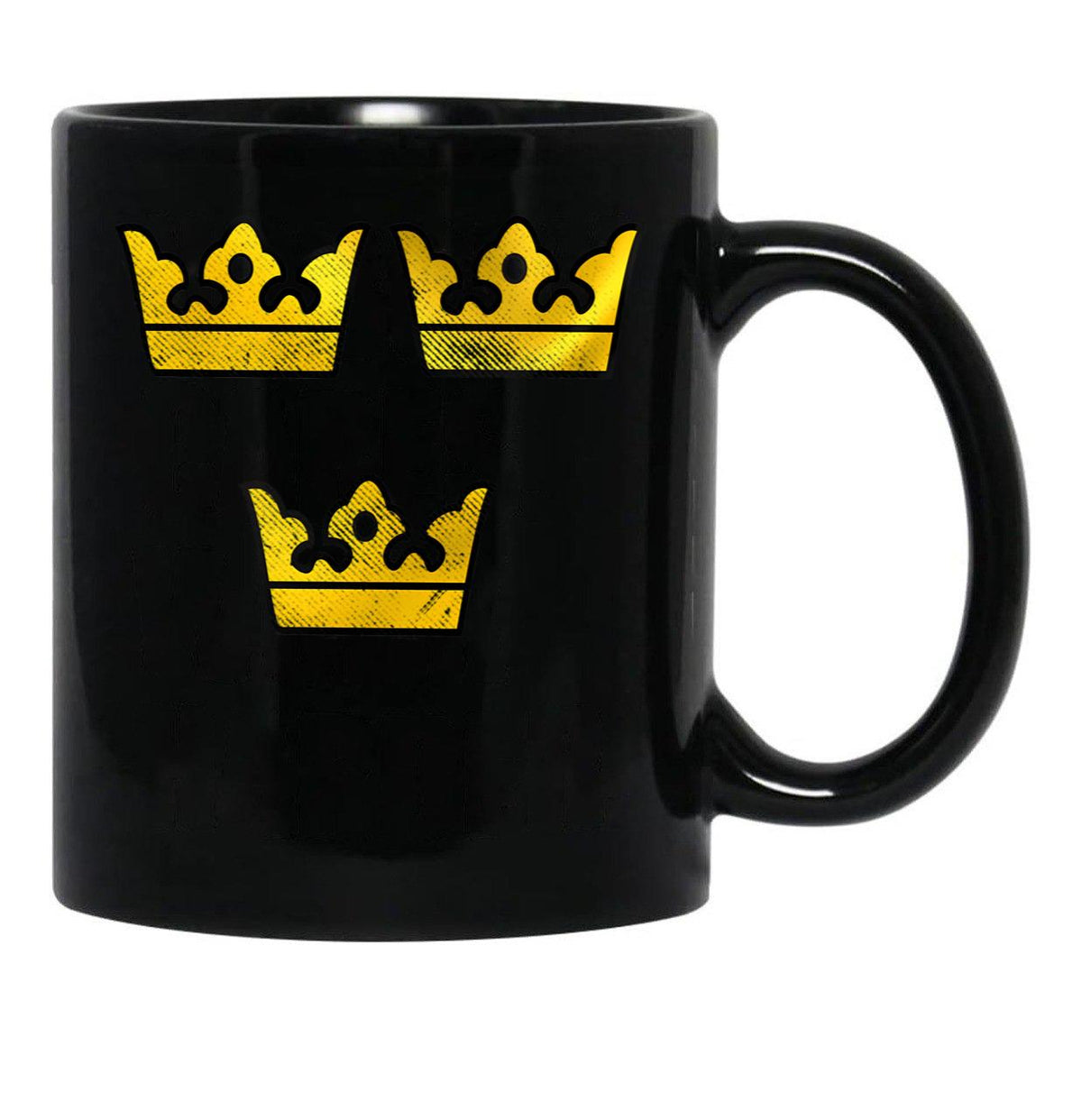 3 Three Crowns Tre Kronor Of Sweden Swedish Coat Of Arms Distressed Black Coffee Mug, Gift Coffee Mug - Black
