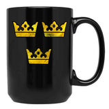 3 Three Crowns Tre Kronor Of Sweden Swedish Coat Of Arms Distressed Black Coffee Mug, Gift Coffee Mug - Black