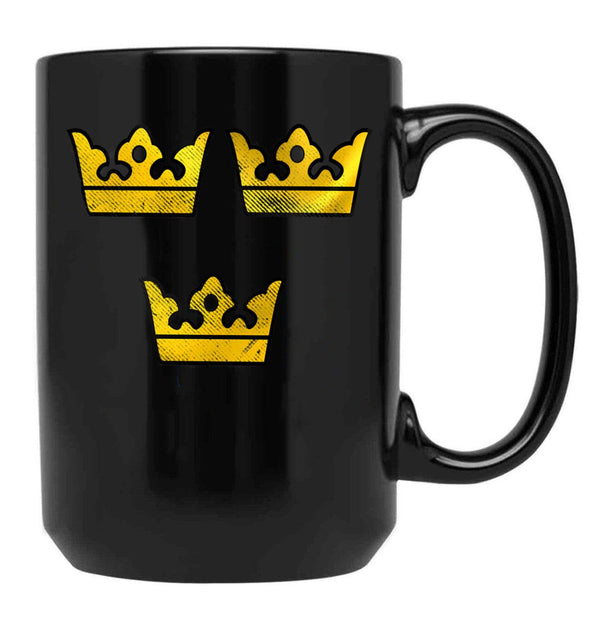 3 Three Crowns Tre Kronor Of Sweden Swedish Coat Of Arms Distressed Black Coffee Mug, Gift Coffee Mug - Black