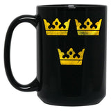 3 Three Crowns Tre Kronor Of Sweden Swedish Coat Of Arms Distressed Black Coffee Mug, Gift Coffee Mug