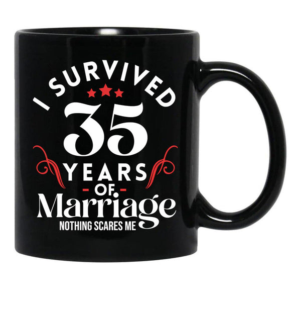 35Th Wedding Anniversary 35 Years Of Marriage Couples Black Coffee Mug, Gift Coffee Mug - Black