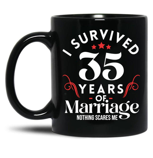 35Th Wedding Anniversary 35 Years Of Marriage Couples Black Coffee Mug, Gift Coffee Mug - Black