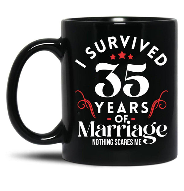 35Th Wedding Anniversary 35 Years Of Marriage Couples Black Coffee Mug, Gift Coffee Mug - Black