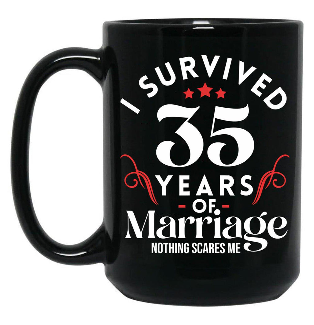 35Th Wedding Anniversary 35 Years Of Marriage Couples Black Coffee Mug, Gift Coffee Mug
