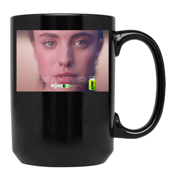 The Substance Demi Moore Horror Movie Film Black Coffee Mug, Gift Coffee Mug