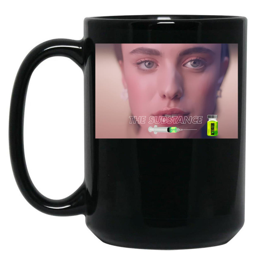 The Substance Demi Moore Horror Movie Film Black Coffee Mug, Gift Coffee Mug