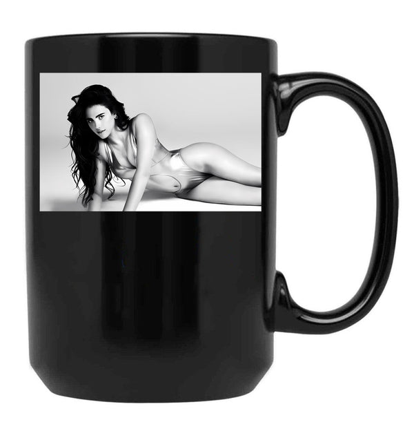 Sexy Margaret Qualley Black Coffee Mug, Gift Coffee Mug