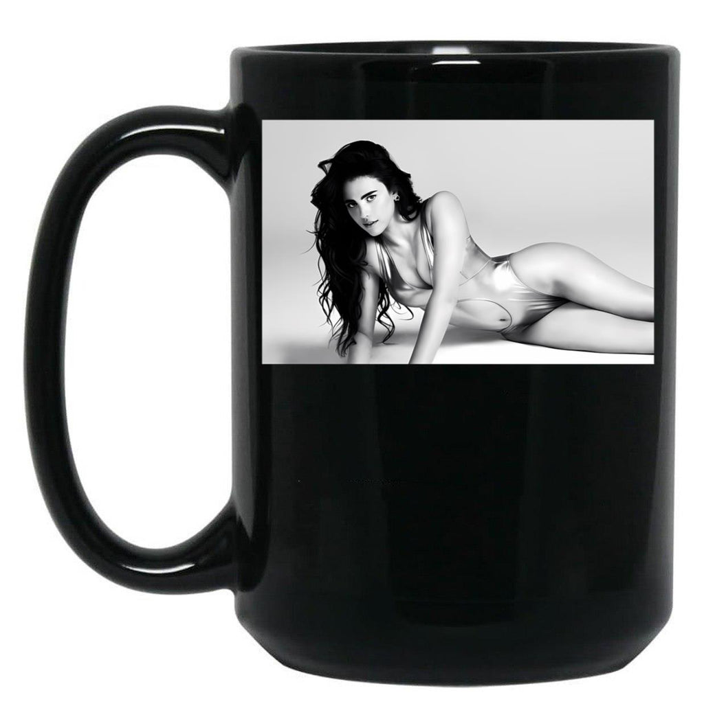 Sexy Margaret Qualley Black Coffee Mug, Gift Coffee Mug