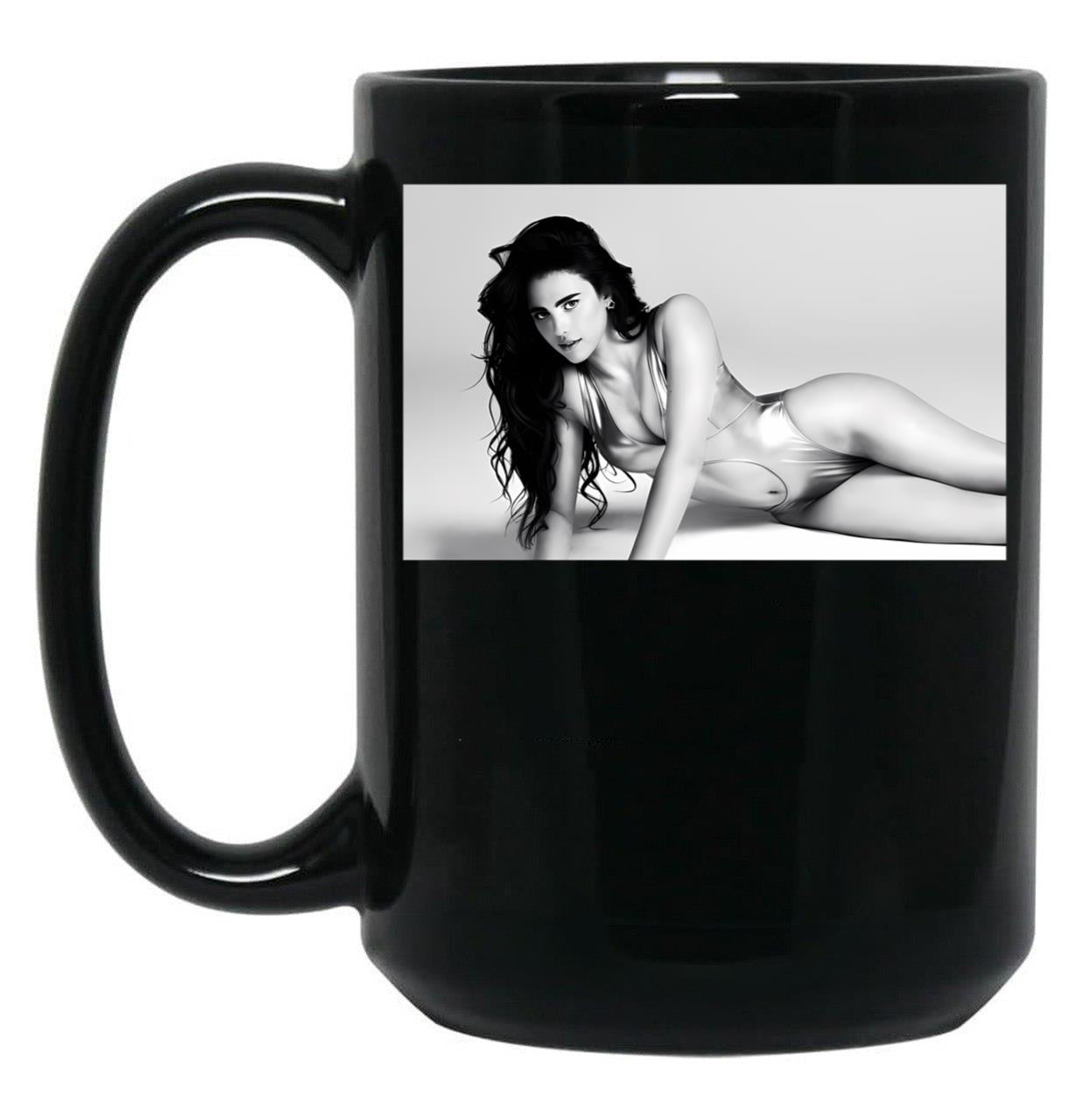 Sexy Margaret Qualley Black Coffee Mug, Gift Coffee Mug