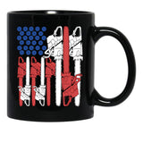 4Th Of July Arborist Shirt Men Tree Climber Dad Chainsaw Black Coffee Mug, Gift Coffee Mug - Black