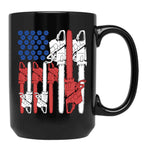 4Th Of July Arborist Shirt Men Tree Climber Dad Chainsaw Black Coffee Mug, Gift Coffee Mug