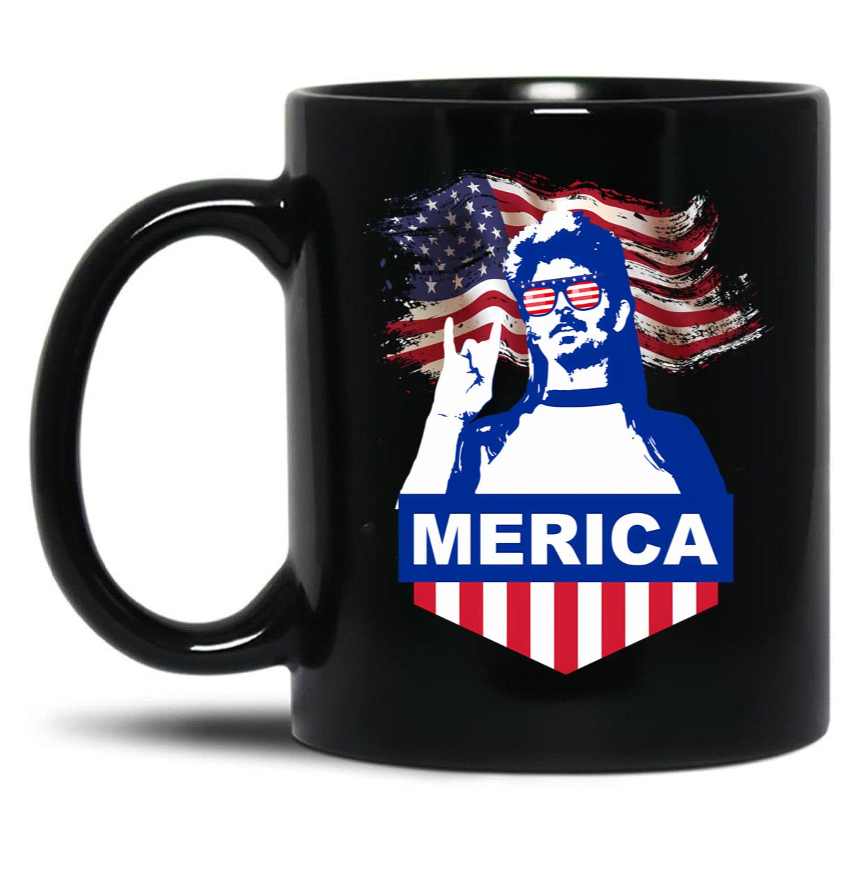 4Th Of July Joe Dirt Merica Black Coffee Mug