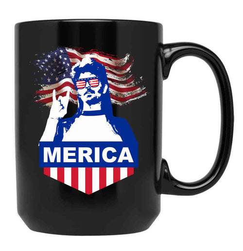 4Th Of July Joe Dirt Merica Black Coffee Mug - Black