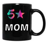5 Star Mom Black Coffee Mug, Gift Coffee Mug - Black