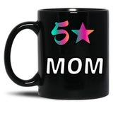 5 Star Mom Black Coffee Mug, Gift Coffee Mug - Black