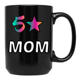 5 Star Mom Black Coffee Mug, Gift Coffee Mug