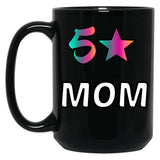 5 Star Mom Black Coffee Mug, Gift Coffee Mug