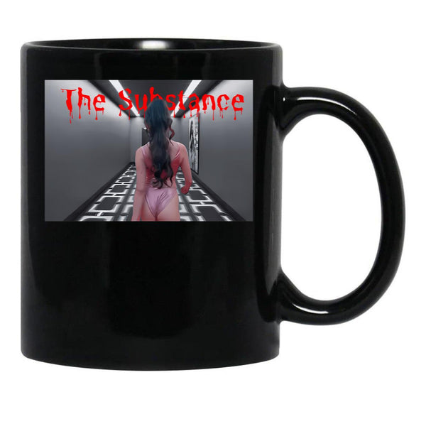 The Substance Horror Movie Margaret Qualley Film Demi Moore Black Coffee Mug, Gift Coffee Mug - Black