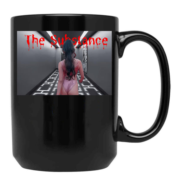 The Substance Horror Movie Margaret Qualley Film Demi Moore Black Coffee Mug, Gift Coffee Mug