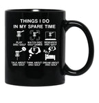 6 Things I Do in My Spare Time Disc Golf Funny Disc Golf Lovers Players Gift for Mens and Womens Black Coffee Mug, Gift Coffee Mug - Black