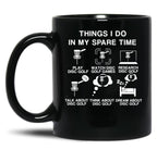 6 Things I Do in My Spare Time Disc Golf Funny Disc Golf Lovers Players Gift for Mens and Womens Black Coffee Mug, Gift Coffee Mug