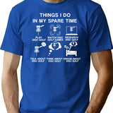 6 Things I Do in My Spare Time Disc Golf Funny Disc Golf Lovers Players Gift for Mens and Womens Premium Heavyweight Cotton T-Shirt - Blue