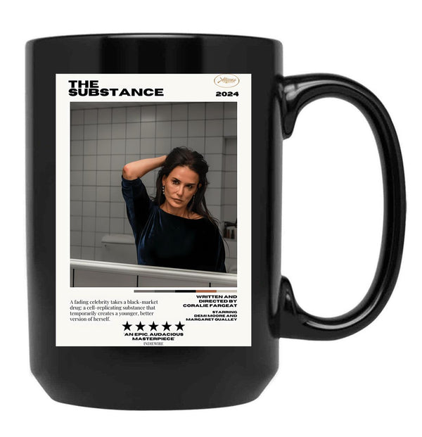 The Substance Elizabeth Black Coffee Mug, Gift Coffee Mug