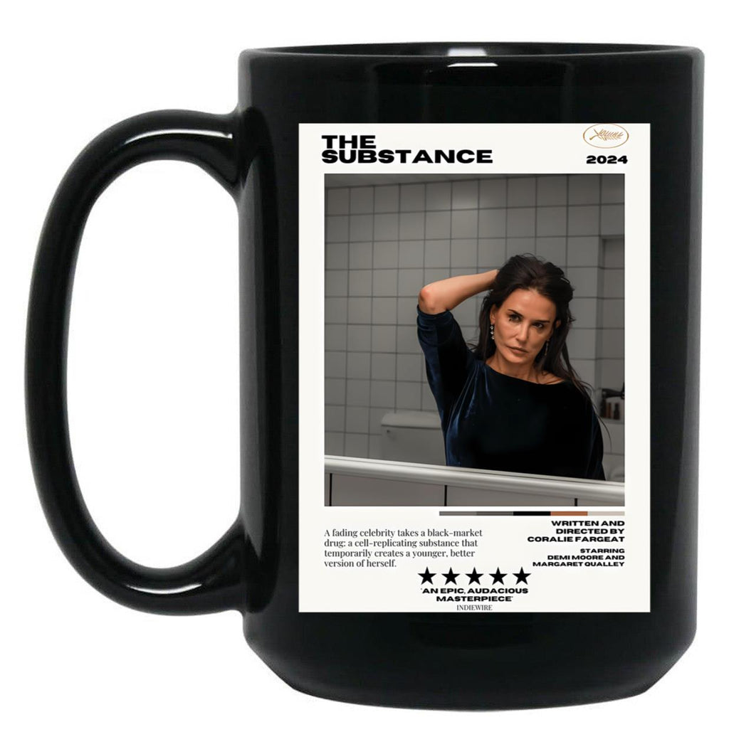 The Substance Elizabeth Black Coffee Mug, Gift Coffee Mug