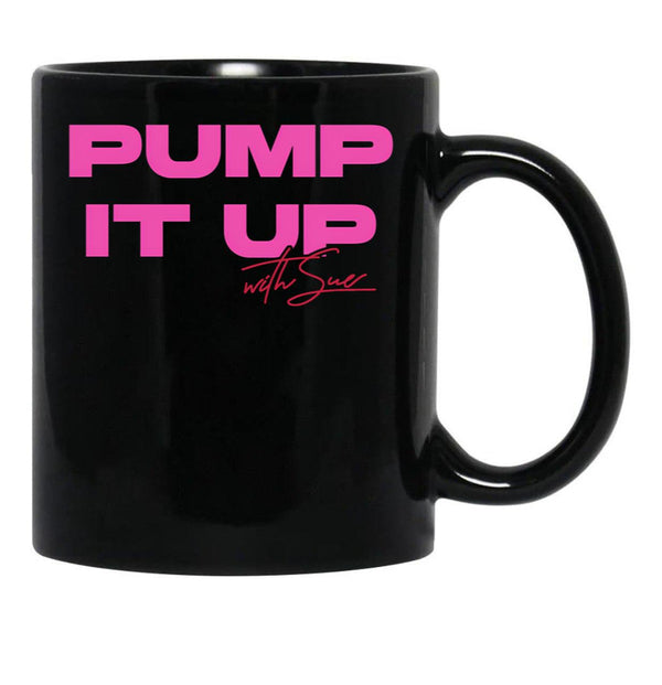 Pump It Up With Sue The Substance Movie Black Coffee Mug, Gift Coffee Mug - Black