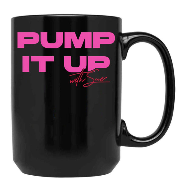 Pump It Up With Sue The Substance Movie Black Coffee Mug, Gift Coffee Mug