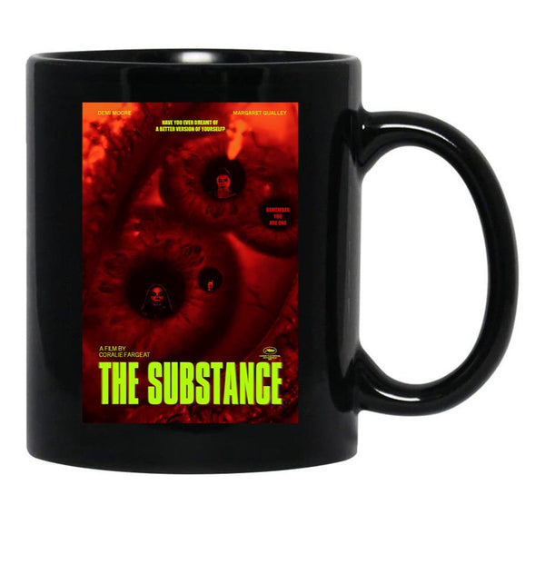 The Substance Horror Eyes Black Coffee Mug, Gift Coffee Mug - Black