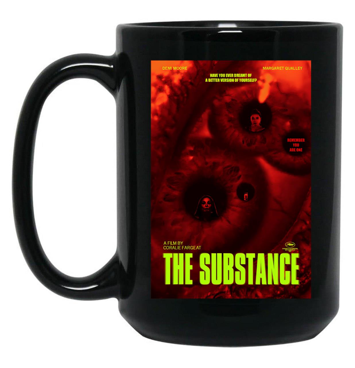 The Substance Horror Eyes Black Coffee Mug, Gift Coffee Mug