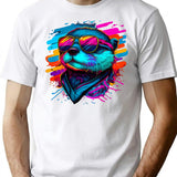 80S Synthwave Style Otter With Sunglasses T-Shirt for Men & Women, T-Shirts Graphic Tee - White