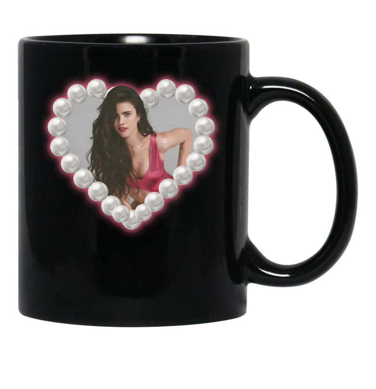 Margaret Qualley Love Heart Black Coffee Mug, Gift Coffee Mug - Black