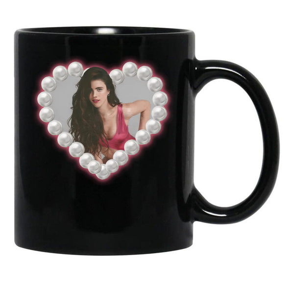 Margaret Qualley Love Heart Black Coffee Mug, Gift Coffee Mug - Black