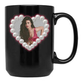 Margaret Qualley Love Heart Black Coffee Mug, Gift Coffee Mug