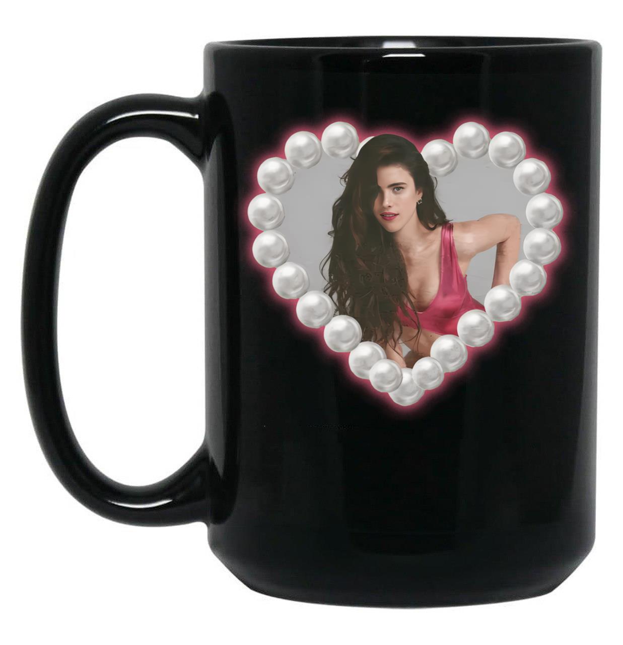 Margaret Qualley Love Heart Black Coffee Mug, Gift Coffee Mug