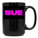 Substance Sue Black Coffee Mug, Gift Coffee Mug
