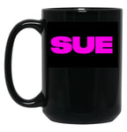 Substance Sue Black Coffee Mug, Gift Coffee Mug