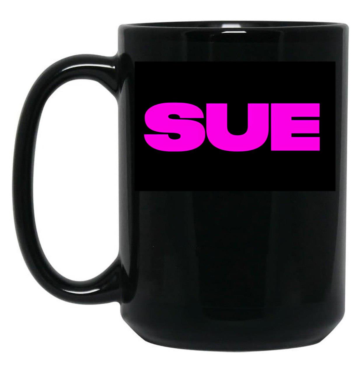 Substance Sue Black Coffee Mug, Gift Coffee Mug