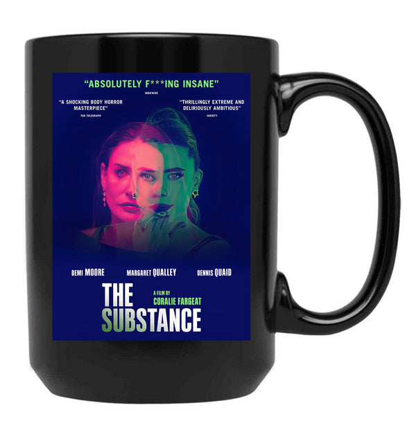 Vintage The Substance Movie Black Coffee Mug, Gift Coffee Mug