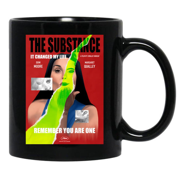 The Substance Horror Movie Poster Black Coffee Mug, Gift Coffee Mug - Black