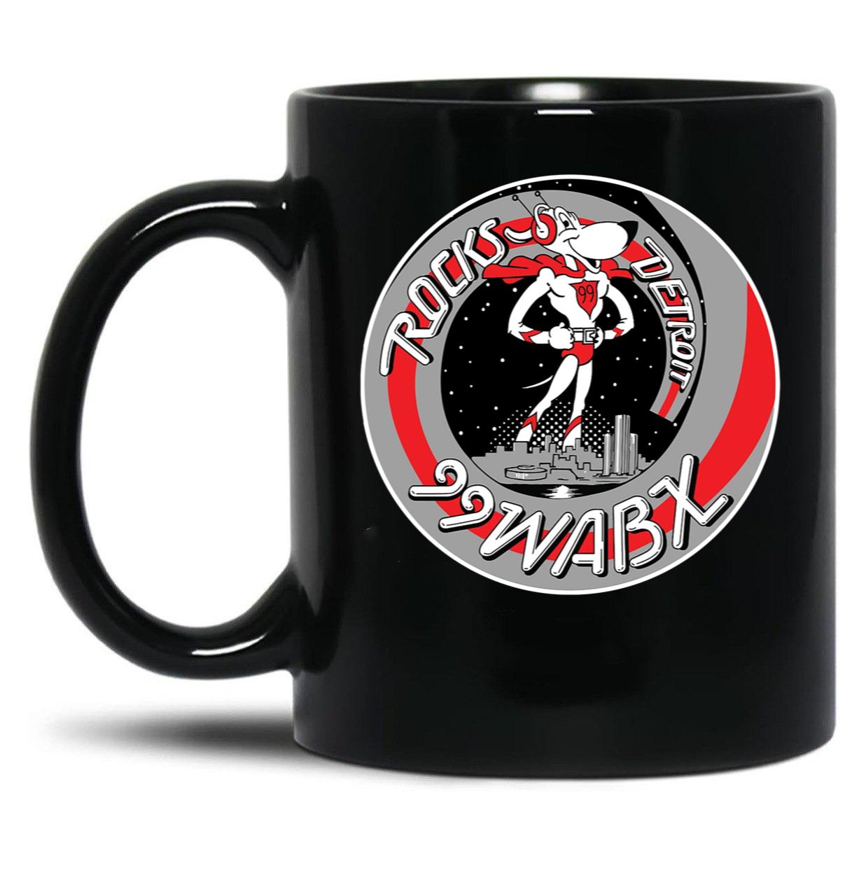 99 Wabx Rocks Detroit Retro Radio Station Design Black Coffee Mug, Gift Coffee Mug