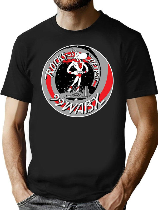 99 Wabx Rocks Detroit Retro Radio Station Design Premium Heavyweight Cotton T-Shirt - Black