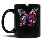 A Big Piece Of My Heart Lives In Heaven She Is My Daughter (1) Black Coffee Mug