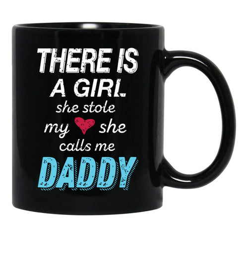 A Girl She Stole My Heart Daughter Black Coffee Mug - Black